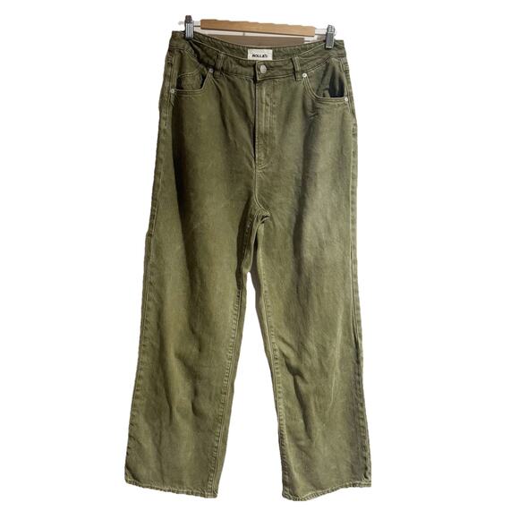 ROLLAS HEIDI SUPER HIGH RISE FERN GREEN STRAIGHT JEAN Size 31/12 - Picture 1 of 6